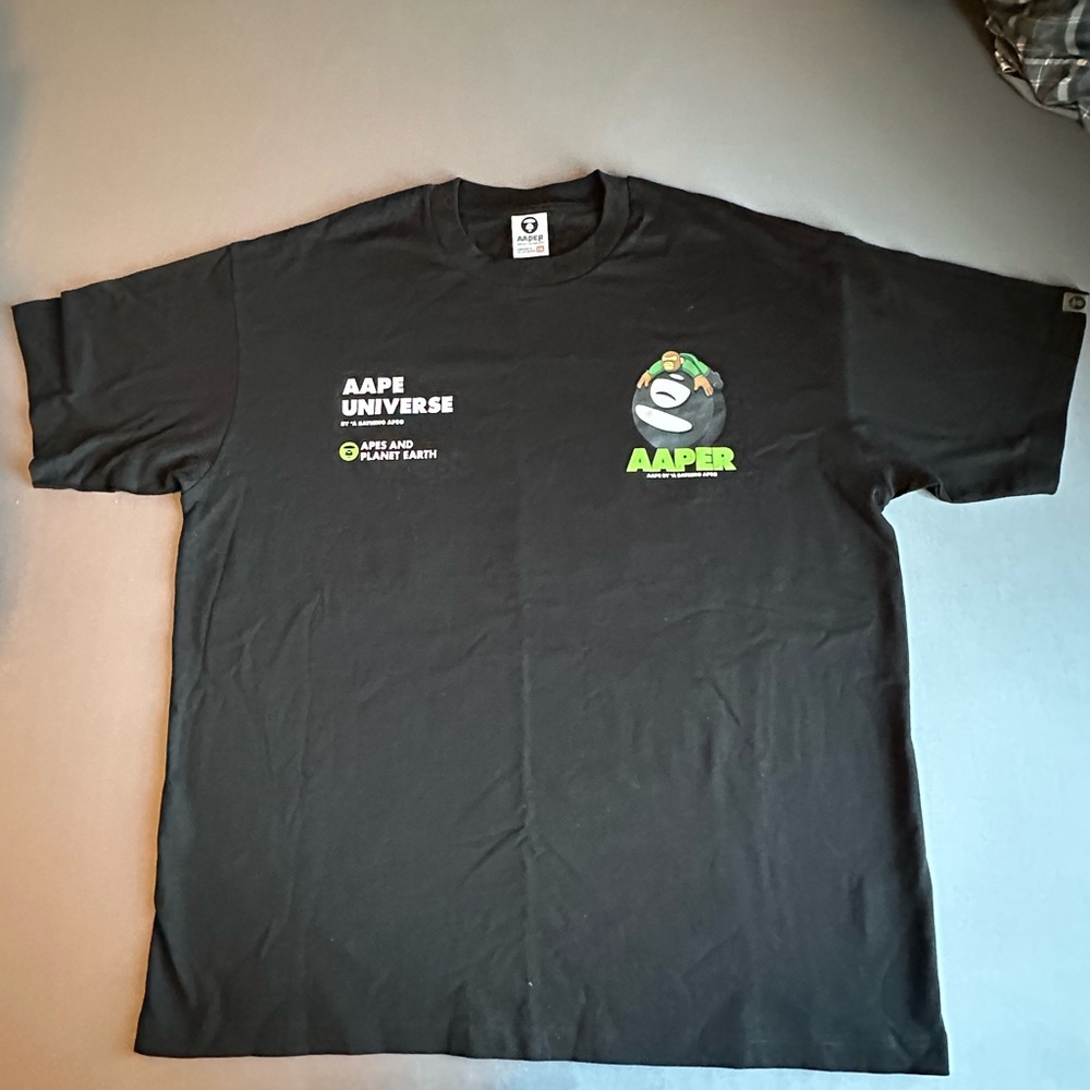AAPE by A Bathing Ape (BAPE) Planet Earth Tee Black Size XL BNWT